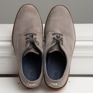 FootJoy Spikeless Golf Shoes Sz 9.5 Grey Suede Lace Up Derby Club Casual Preppy